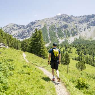 Wanderer auf dem Weg zum Schönberg