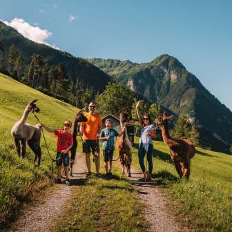 Familienshooting mit Lamas und Alpakas im Sommer Malbun