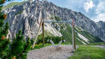 Schaukel vor beeindruckender Bergkulisse in Liechtenstein