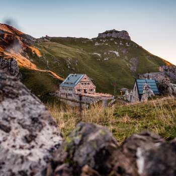 Blick auf die Pfälzerhütte auf 2108 Metern Höhe