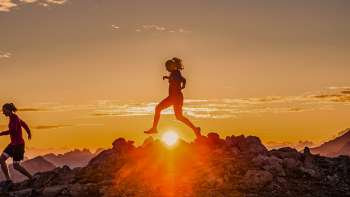 Wanderer in den Bergen Liechtensteins