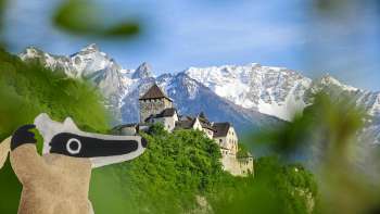 Detektiv-Trail: Auf Schatzsuche in Vaduz mit Blick auf das Schloss Vaduz und weisse Berge