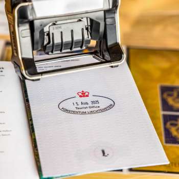 Souvenir-Stempel, erhältlich im Liechtenstein Center